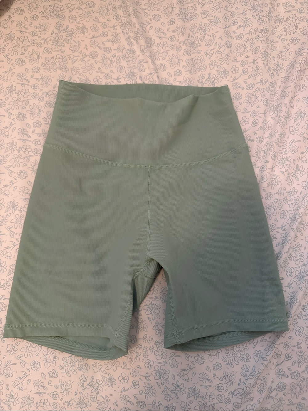 WILO the Label Ribbed High Rise Shorts in Sage Green